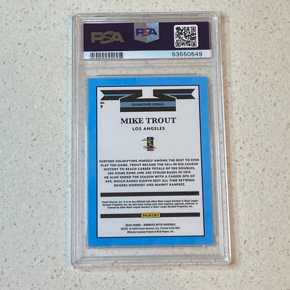 2020 Donruss Optic MLB Baseball #9 Mike Trout Diamond Kings PSA 10 - Picture 2 of 2
